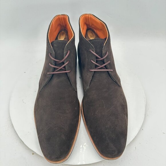Wolf & Shepherd Men Size 10 Dark Brown Suede Plain Toe Ankle Chukka Boot - Picture 3 of 12